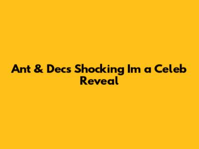 Ant & Dec's Shocking I'm a Celeb Reveal