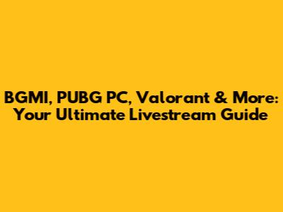 BGMI, PUBG PC, Valorant & More: Your Ultimate Livestream Guide