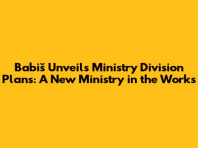 Babiš Unveils Ministry Division Plans: A New Ministry in the Works