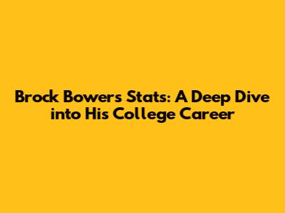 Brock Bowers Stats: A Deep Dive into His College Career