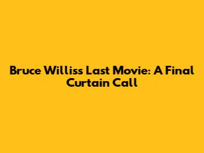 Bruce Willis's Last Movie: A Final Curtain Call