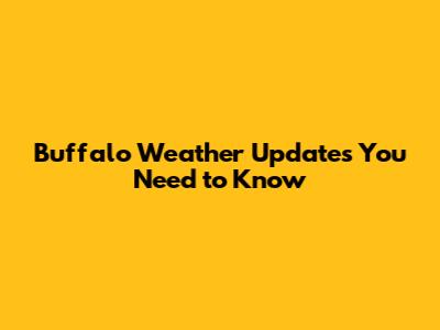 Buffalo Weather Updates You Need to Know