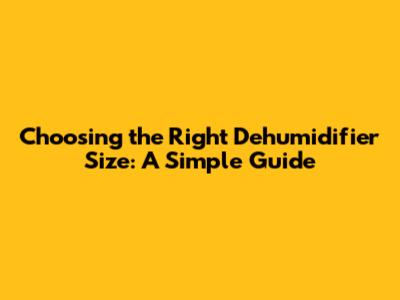 Choosing the Right Dehumidifier Size: A Simple Guide