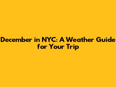 December in NYC: A Weather Guide for Your Trip