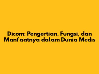 Dicom: Pengertian, Fungsi, dan Manfaatnya dalam Dunia Medis