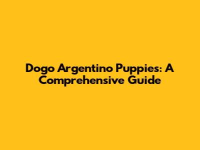 Dogo Argentino Puppies: A Comprehensive Guide