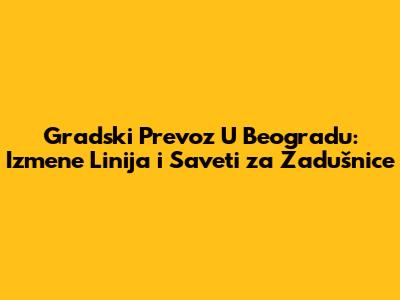 Gradski Prevoz U Beogradu: Izmene Linija i Saveti za Zadušnice