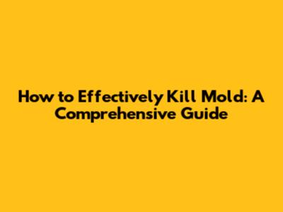 How to Effectively Kill Mold: A Comprehensive Guide