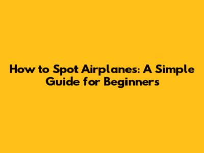 How to Spot Airplanes: A Simple Guide for Beginners