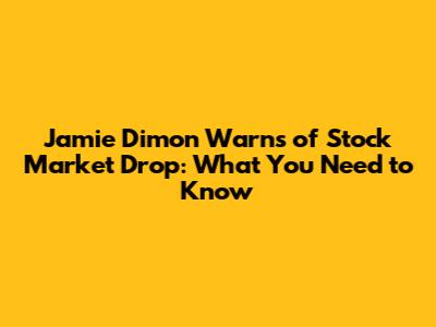 Jamie Dimon Warns of Stock Market Drop: What You Need to Know