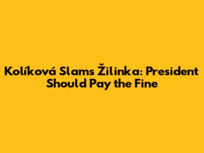 Kolíková Slams Žilinka: President Should Pay the Fine