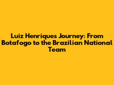 Luiz Henrique's Journey: From Botafogo to the Brazilian National Team