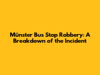 Münster Bus Stop Robbery: A Breakdown of the Incident