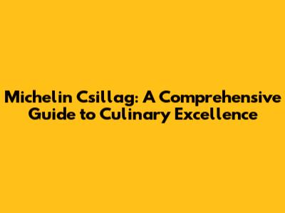Michelin Csillag: A Comprehensive Guide to Culinary Excellence