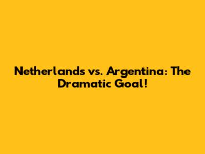 Netherlands vs. Argentina: The Dramatic Goal!