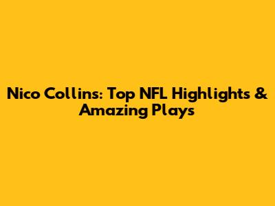 Nico Collins: Top NFL Highlights & Amazing Plays