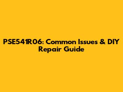 PSE541R06: Common Issues & DIY Repair Guide