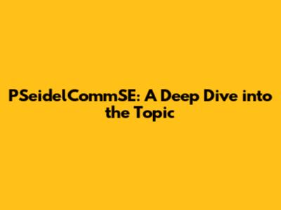 PSeidelCommSE: A Deep Dive into the Topic
