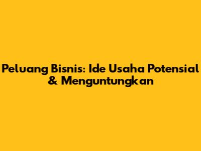 Peluang Bisnis: Ide Usaha Potensial & Menguntungkan