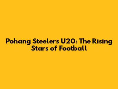 Pohang Steelers U20: The Rising Stars of Football