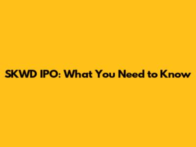 SKWD IPO: What You Need to Know