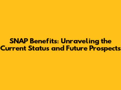 SNAP Benefits: Unraveling the Current Status and Future Prospects