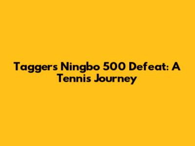 Tagger's Ningbo 500 Defeat: A Tennis Journey