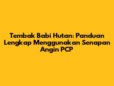 Tembak Babi Hutan: Panduan Lengkap Menggunakan Senapan Angin PCP