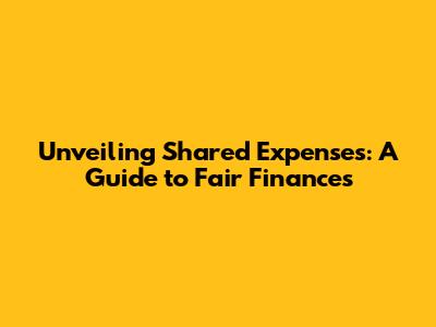 Unveiling Shared Expenses: A Guide to Fair Finances