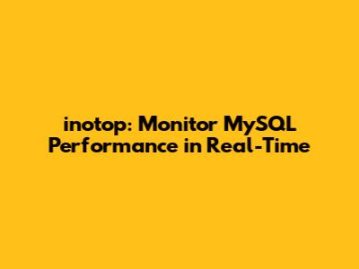 inotop: Monitor MySQL Performance in Real-Time